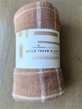 Little Korboose Woven Cotton Throw Blanket - 50in x 60 in - Taupe Plaid - NWT